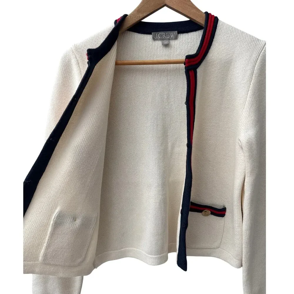 J. Crew Emilie Sweater Lady Jacket With Contrast Trim Size Small